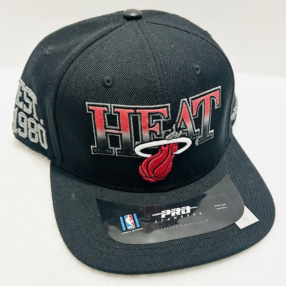 Pro Standard Miami Heat Wordmark Est. Snapback Hat Cap‎ Adjustable Black NBA